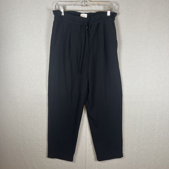 Aritzia Wilfred Kari Pants Size Small Pant Drawstring Pockets Black Paper Bag - Picture 3 of 16